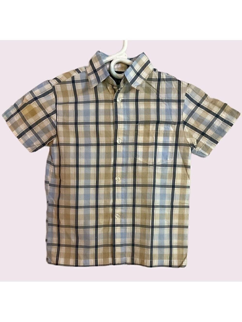 Bugle Boy Plaid Short Sleeve Button Down Shirt Size 5/6
